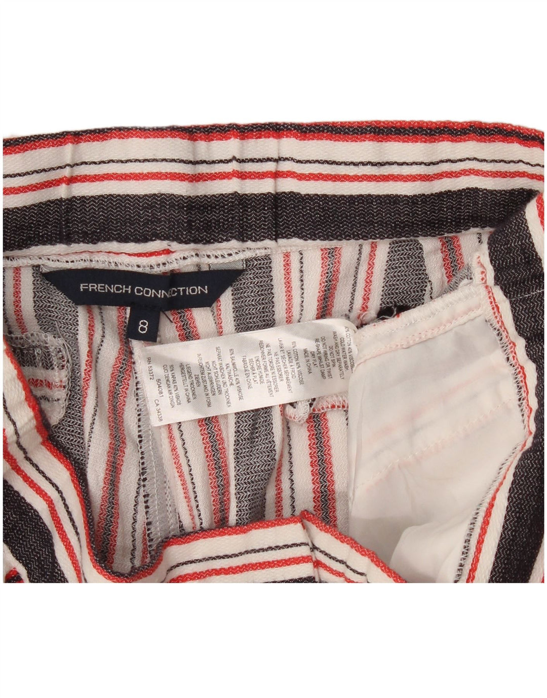 Pantaloncini chino da donna French Connection UK 8 piccoli W28 a righe multicolori