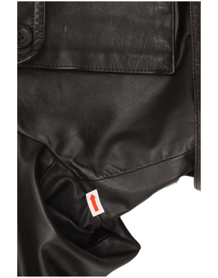 Giacca in pelle da donna VINTAGE UK 16 grande pelle nera