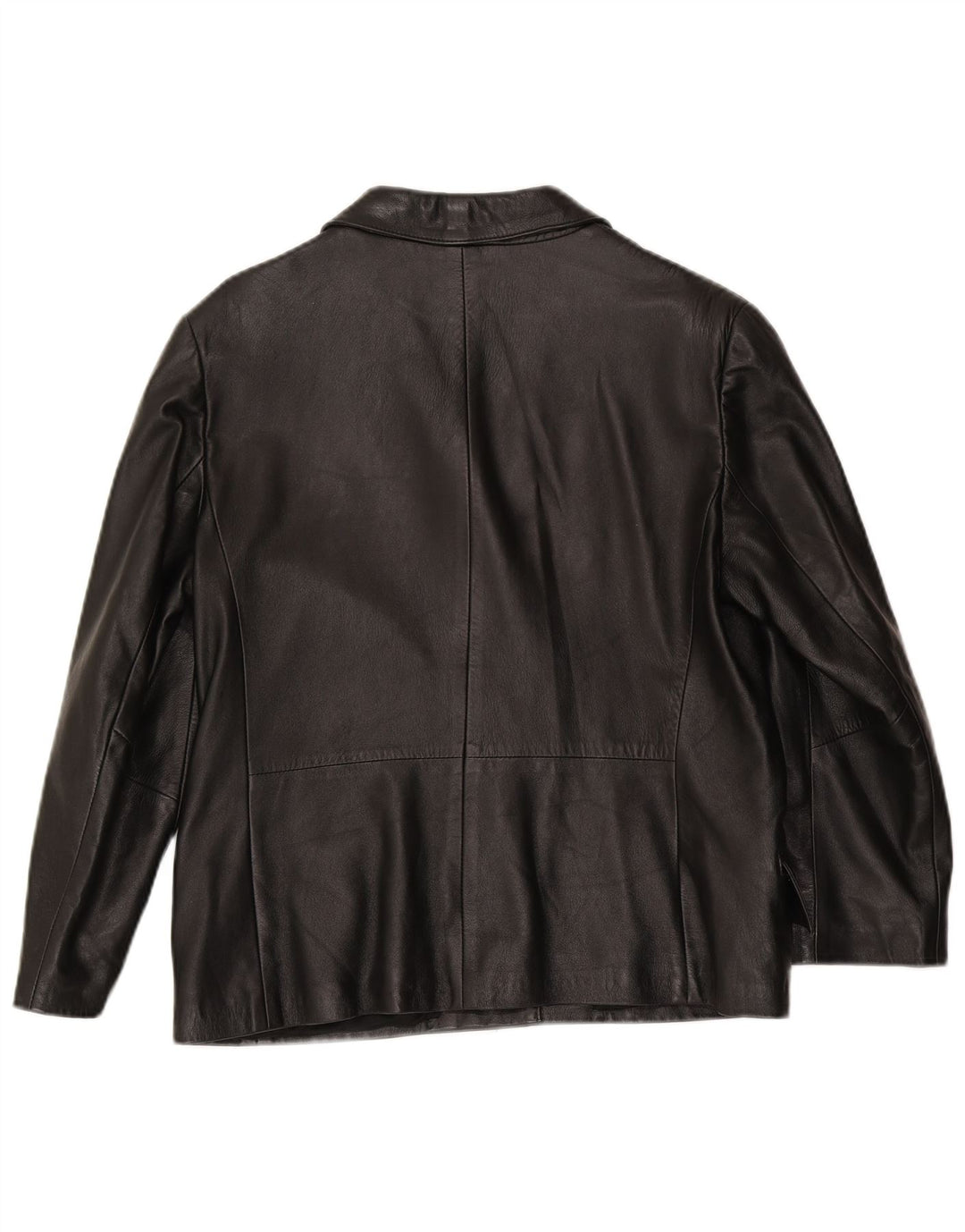 Giacca blazer in pelle vintage da donna a 3 bottoni IT 48 XL in pelle nera