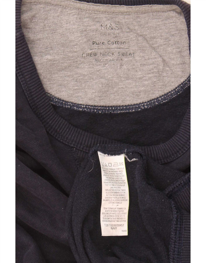 Felpa da uomo Marks & Spencer vestibilità regolare maglione grande cotone blu navy