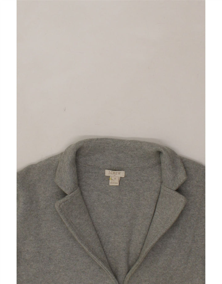 J. CREW Womens Oversized Knit 2 Button Blazer Jacket UK 6 XS Grey Cotton Vintage J. Crew and Second-Hand J. Crew from Messina Hembry 