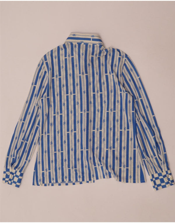 Camicetta vintage da donna UK 12 Poliacrilico geometrico blu medio