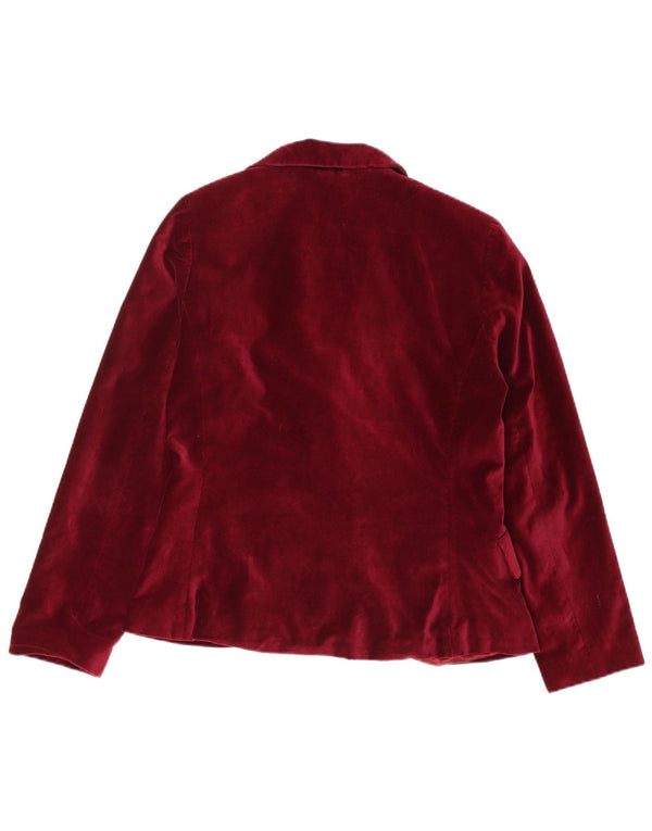 Giacca blazer aperta in velluto da donna vintage IT 40 piccola in cotone bordeaux