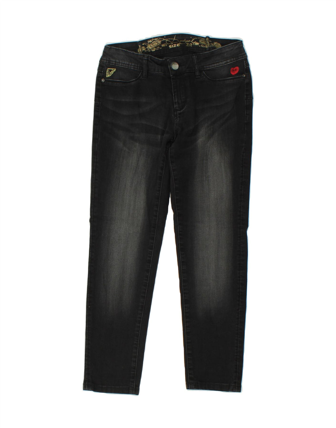 DESIGUAL Womens Crop Slim Jeans W28 L24 Black Vintage Desigual and Second-Hand Desigual from Messina Hembry 