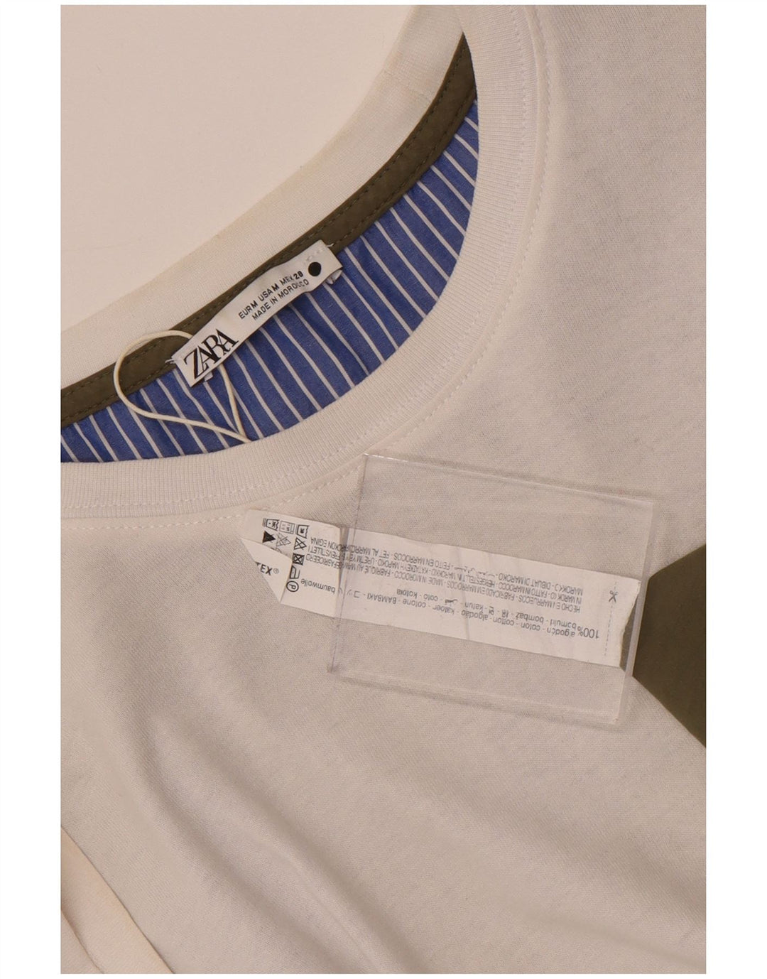 Blusa oversize da donna Zara Top UK 14 Cotone color block bianco medio