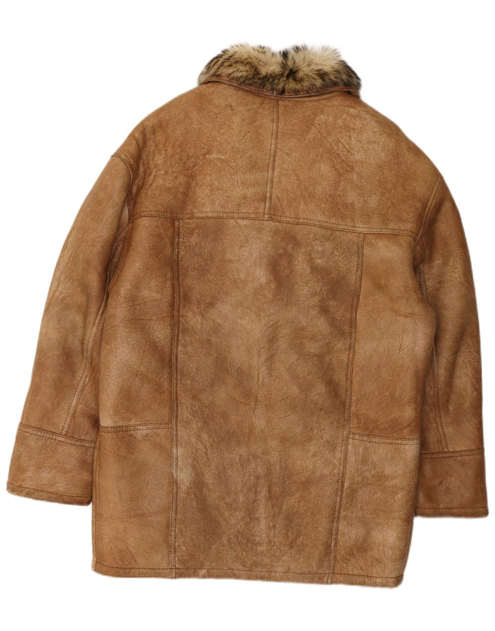 Giacca in shearling da uomo VINTAGE UK 36 Piccolo shearling marrone
