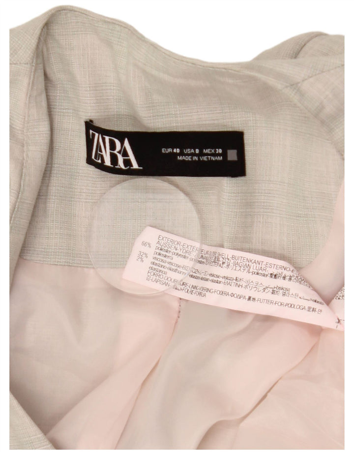 ZARA Giacca Blazer a 1 Bottone da Donna EU 40 Poliestere a quadri grigio medio
