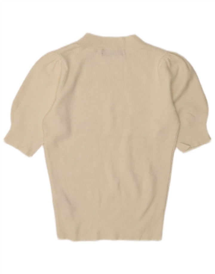 Maglione maglione girocollo da donna Marks & Spencer UK 8 piccolo bianco sporco