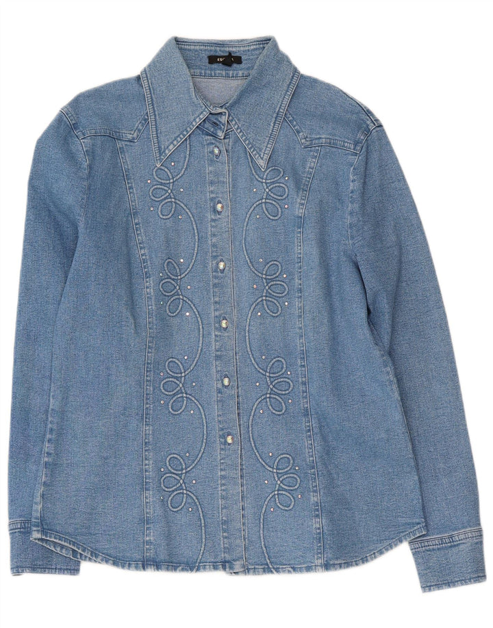 Camicia in denim da donna ESCADA EU 42 grande cotone blu