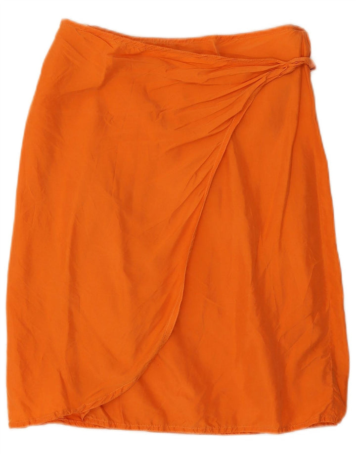 Gonna a portafoglio vintage da donna media W28 in seta arancione