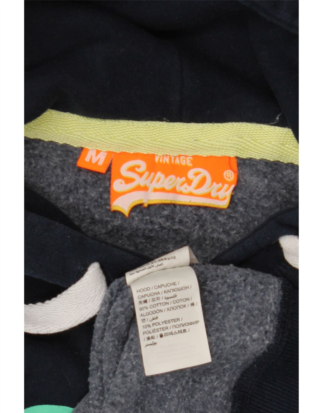 Maglione con cappuccio grafico da donna SUPERDRY UK 14 cotone blu navy medio