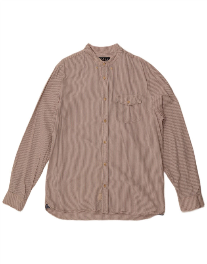 Camicia da uomo Woolrich in cotone a righe grandi bianche