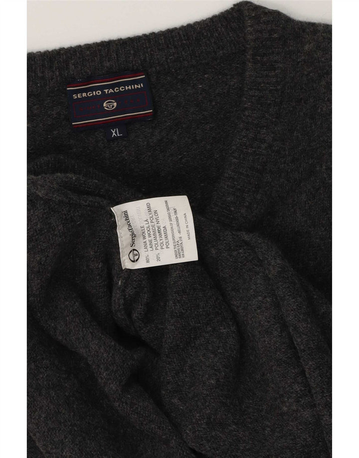 Maglione da uomo con scollo a V Sergio Tacchini XL in lana grigia