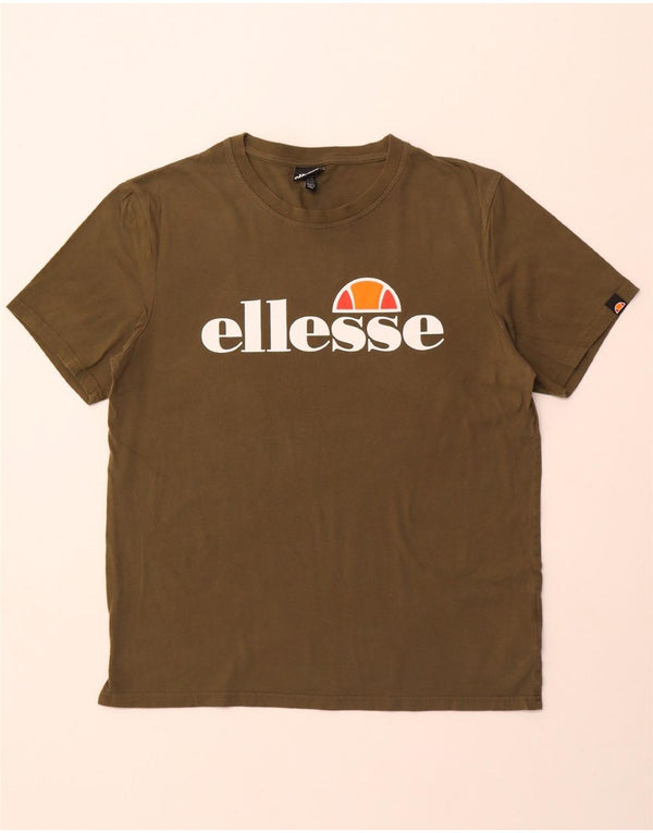 ELLESSE T-shirt grafica da uomo Top XL in cotone kaki