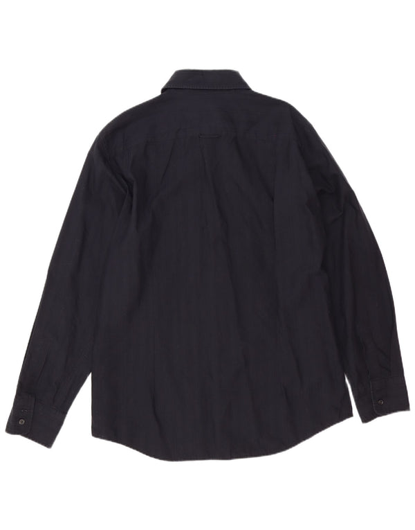 Camicia da uomo Hugo Boss XL in cotone a righe blu navy