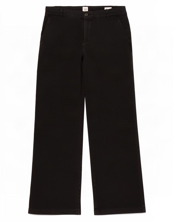 Pantaloni chino a gamba larga da donna Gap US 12 Large W34 L32 cotone nero