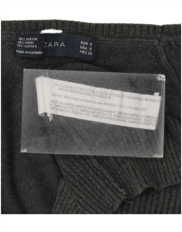 Maglione cardigan da donna Zara UK 10 piccolo cotone grigio