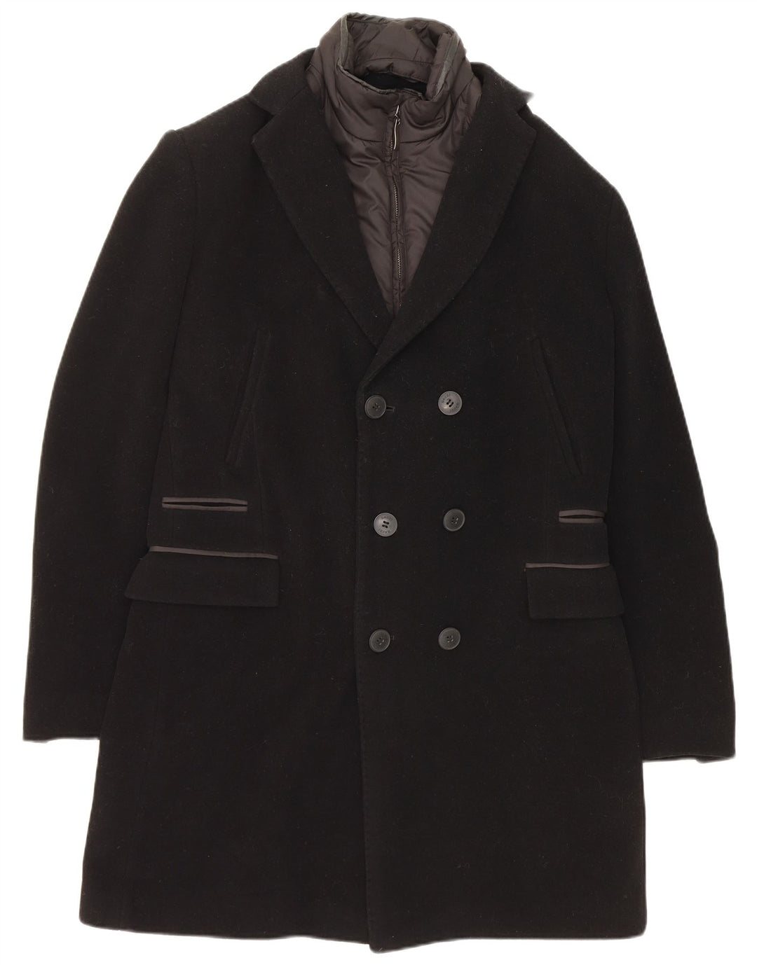 Cappotto Doppio Petto Uomo Gaudi IT 48 Lana Nera Media