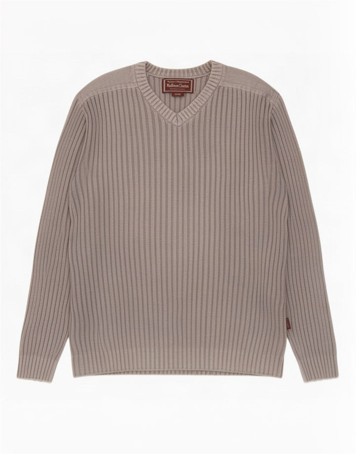 Marlboro Classics Maglione da uomo con scollo a V grande cotone grigio
