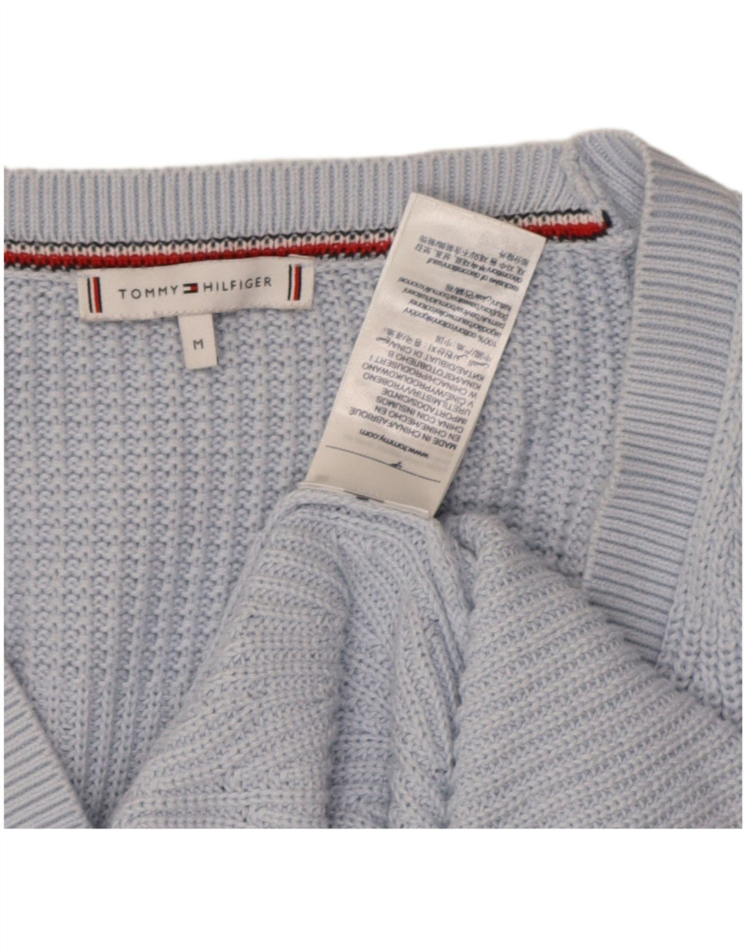 Maglione cardigan da donna Tommy Hilfiger UK 14 Cotone blu medio