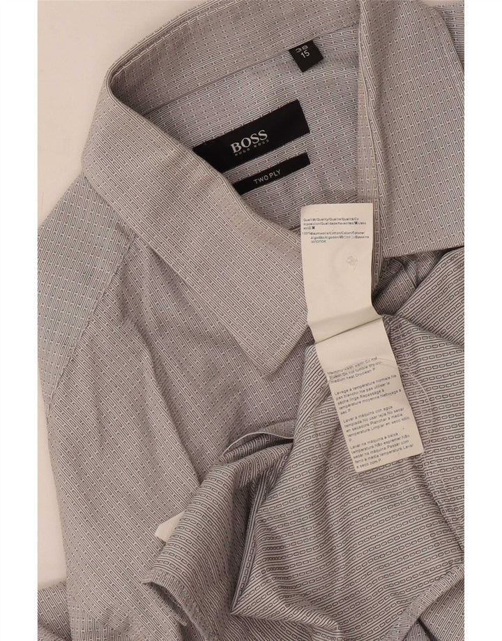 Camicia da uomo Hugo Boss taglia 38 15 cotone a righe grigio medio