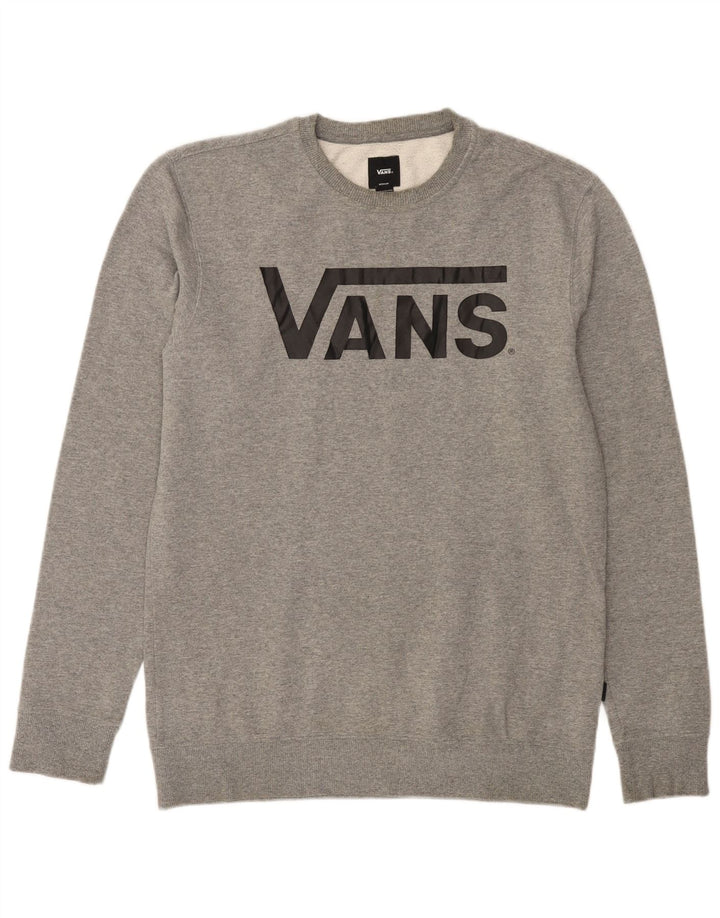 Felpa con grafica da uomo VANS Maglione in cotone grigio medio