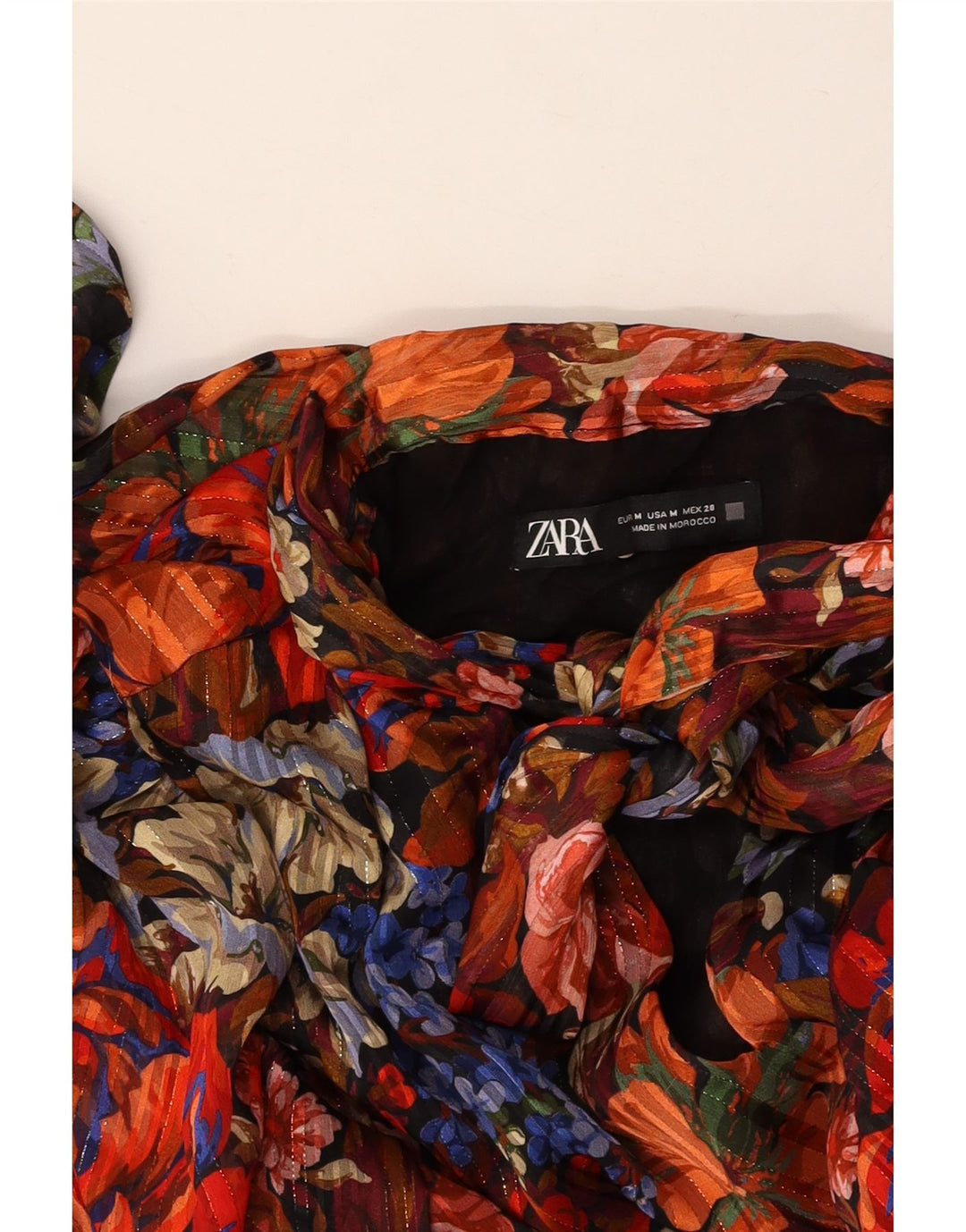 Abito a trapezio da donna ZARA con allacciatura frontale UK 12 medio multicolore floreale