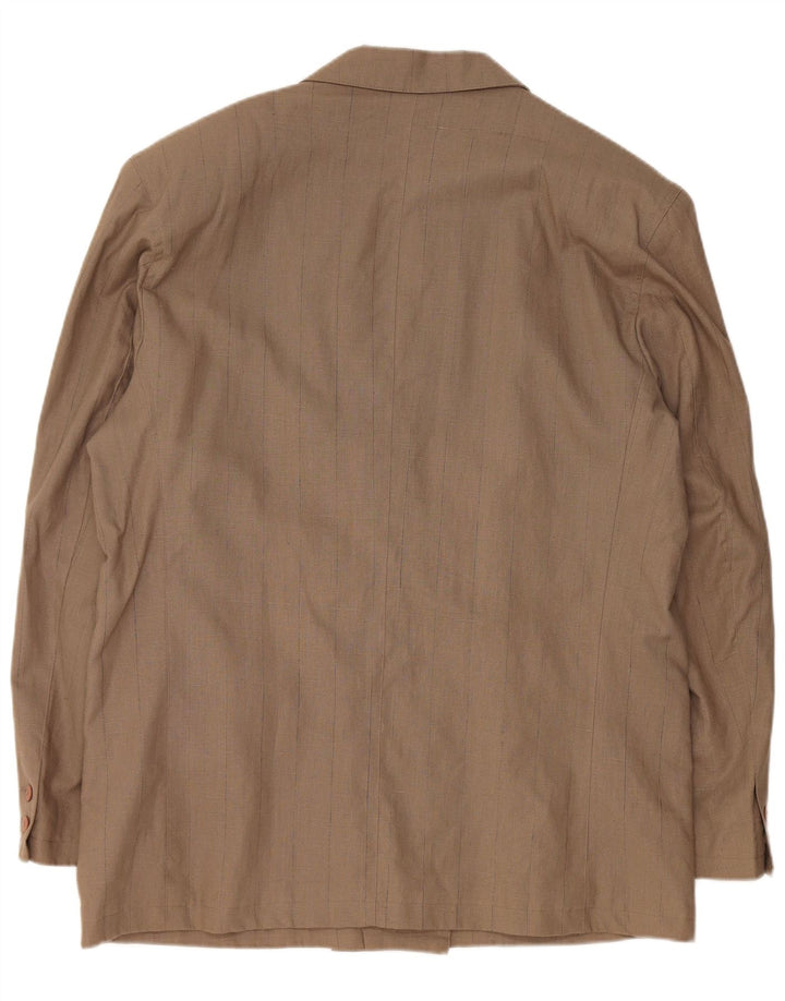 Giacca blazer doppiopetto da uomo VINTAGE EU 56 3XL Lino marrone