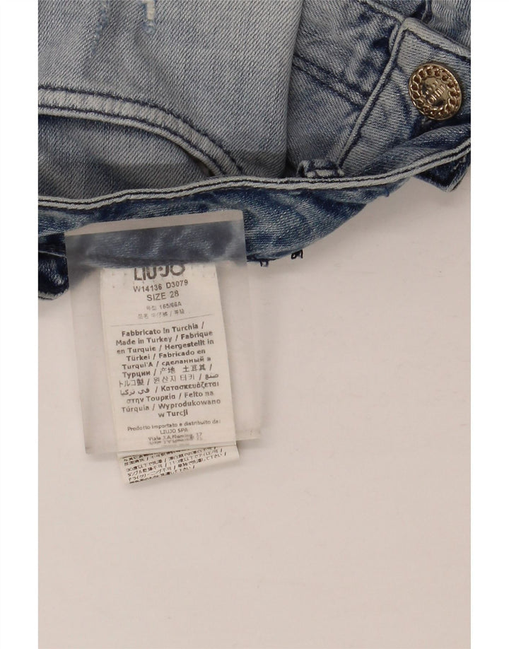 Mini gonna in denim effetto invecchiato da donna Liu Jo W28 in cotone blu medio