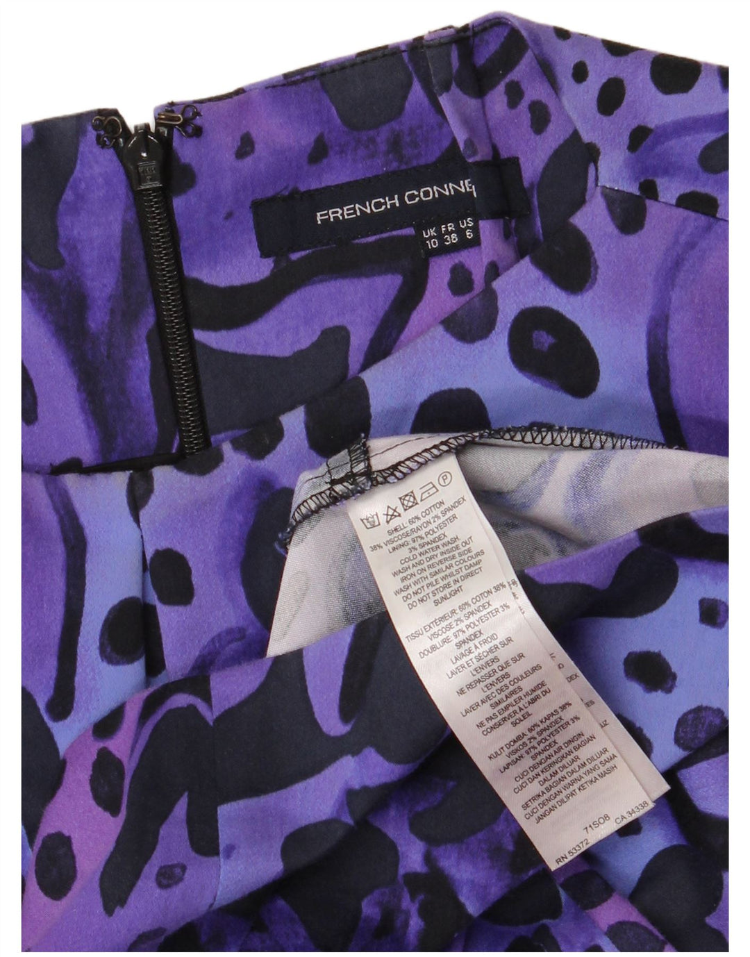 Abito tubino da donna con motivo astratto French Connection UK 10 piccolo viola