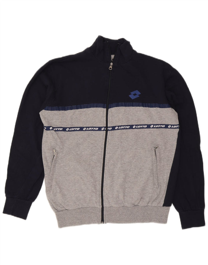 Giacca da ginnastica grafica da uomo Lotto, giacca grande, in cotone color block blu navy