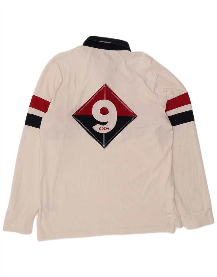 CREW CLOTHING Polo da rugby grafica da uomo, grande, colore bianco