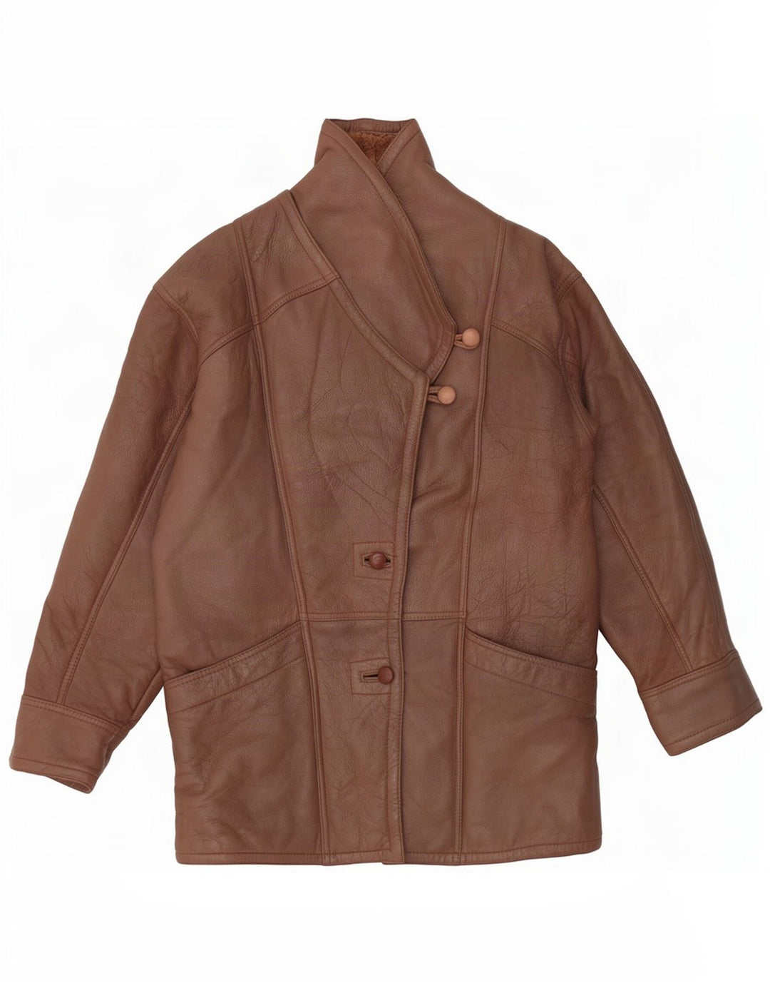 Giacca in shearling vintage da donna UK 14 Marrone medio