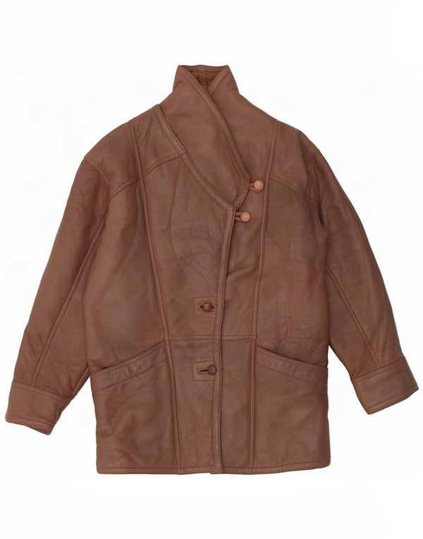 Giacca in shearling vintage da donna UK 14 Marrone medio