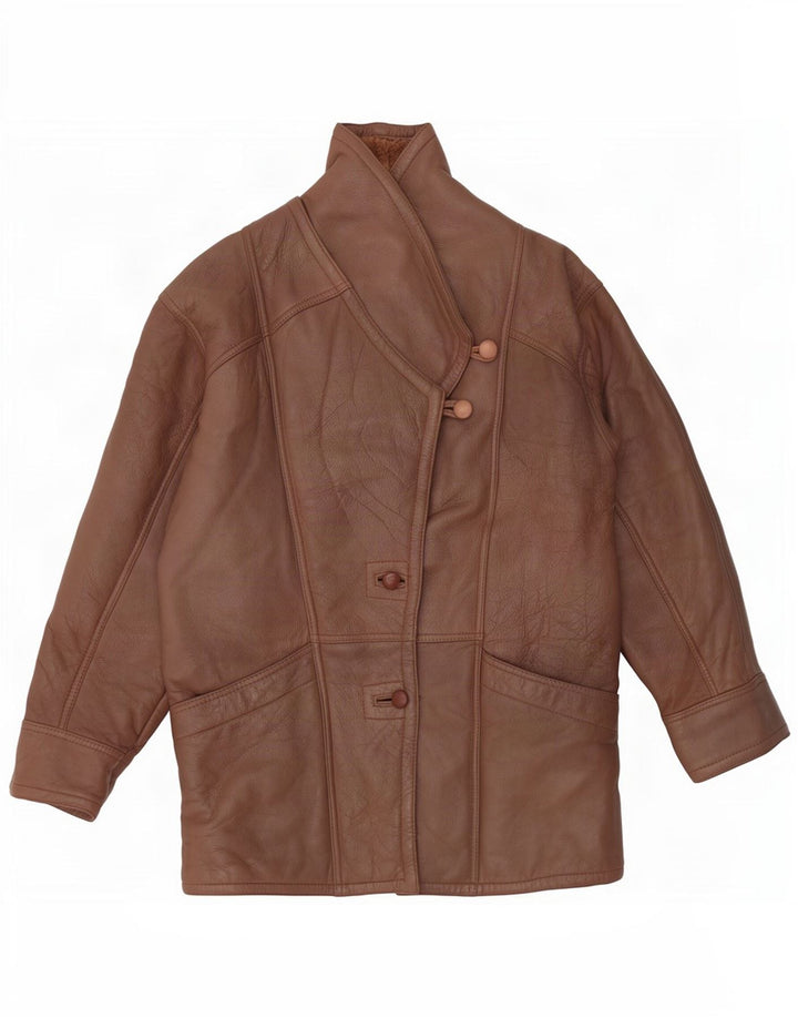 Giacca in shearling vintage da donna UK 14 Marrone medio