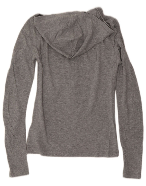 Maglia a maniche lunghe con cappuccio Nike da donna UK 8 Small in cotone chiazzato grigio