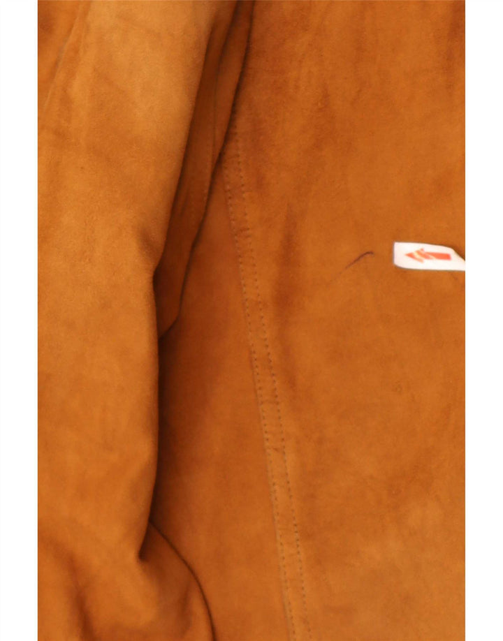 Giubbotto bomber vintage in pelle scamosciata da uomo IT 56 3XL in pelle marrone