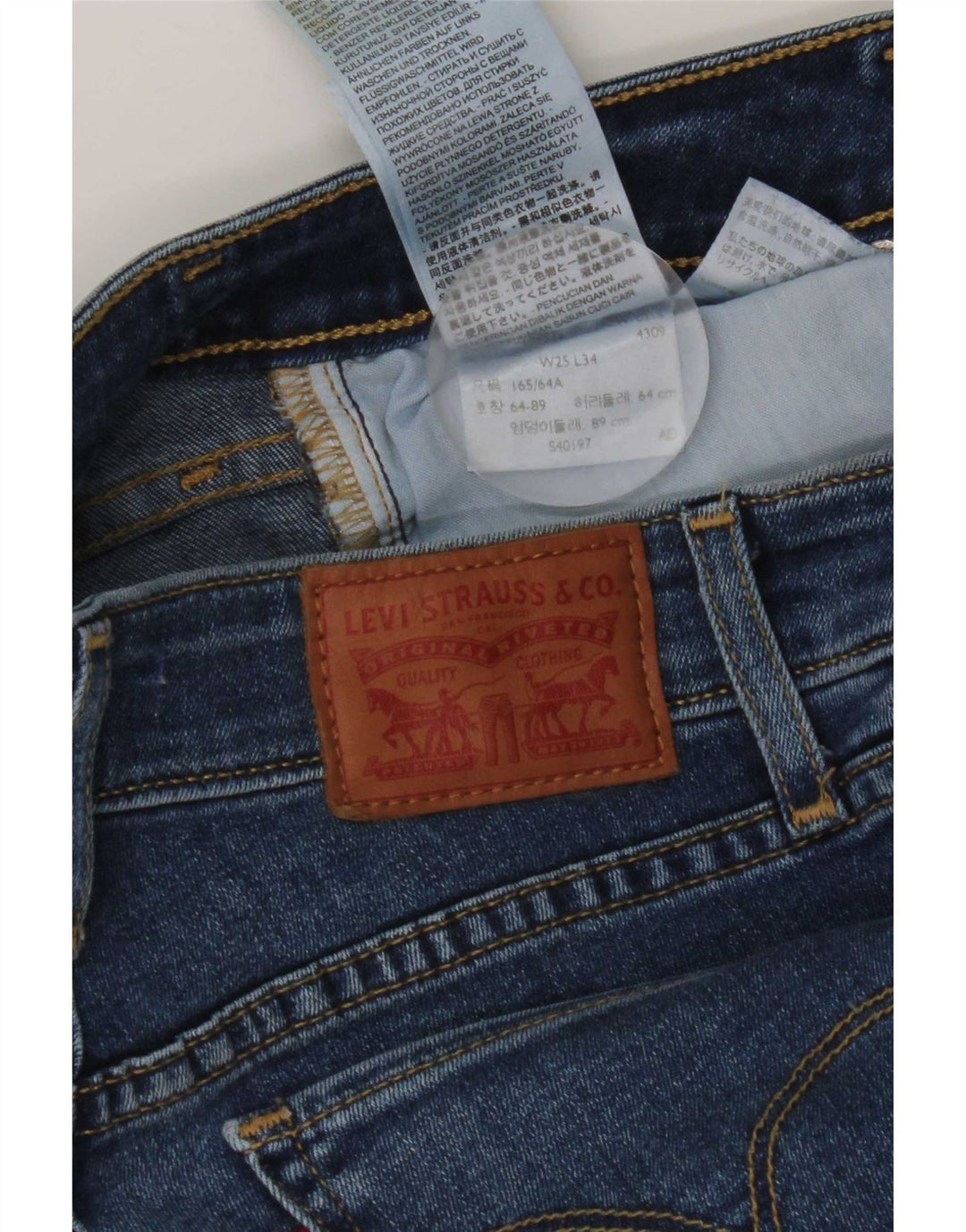 Jeans dritti Levi's 714 da donna W25 L34 cotone blu