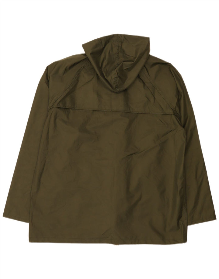 Giacca antipioggia vintage da uomo con cappuccio IT 50 grande nylon kaki