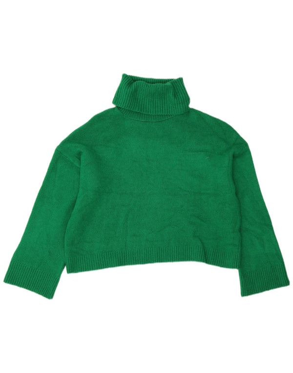 Maglione corto a collo alto oversize corto da donna Zara UK 10 piccolo verde