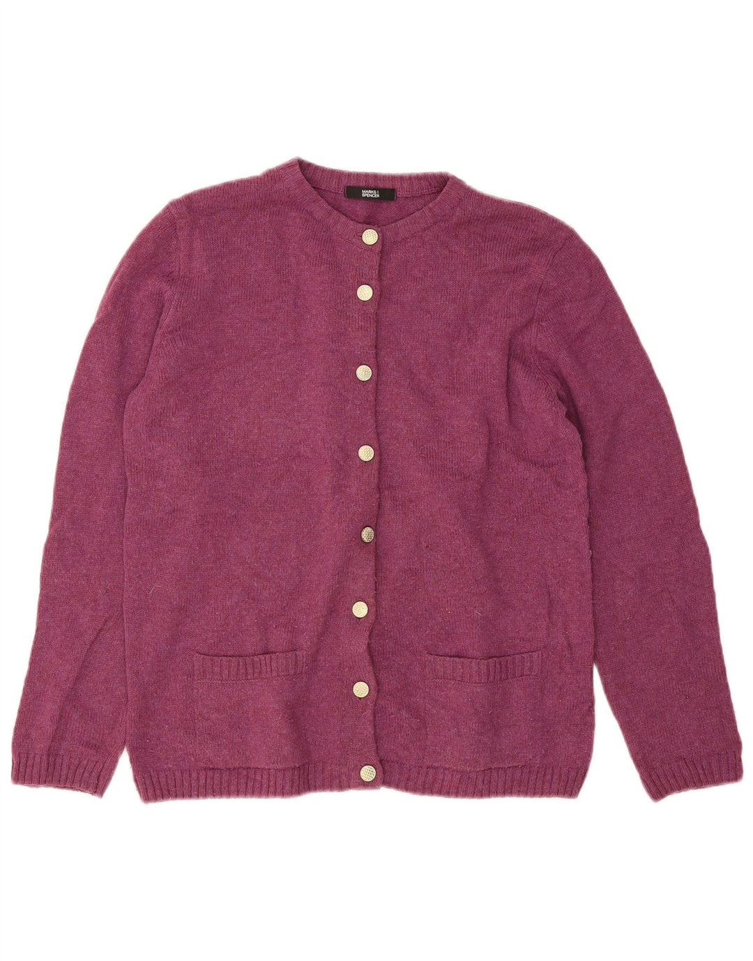 Maglione cardigan da donna Marks & Spencer UK 12 Acrilico viola medio
