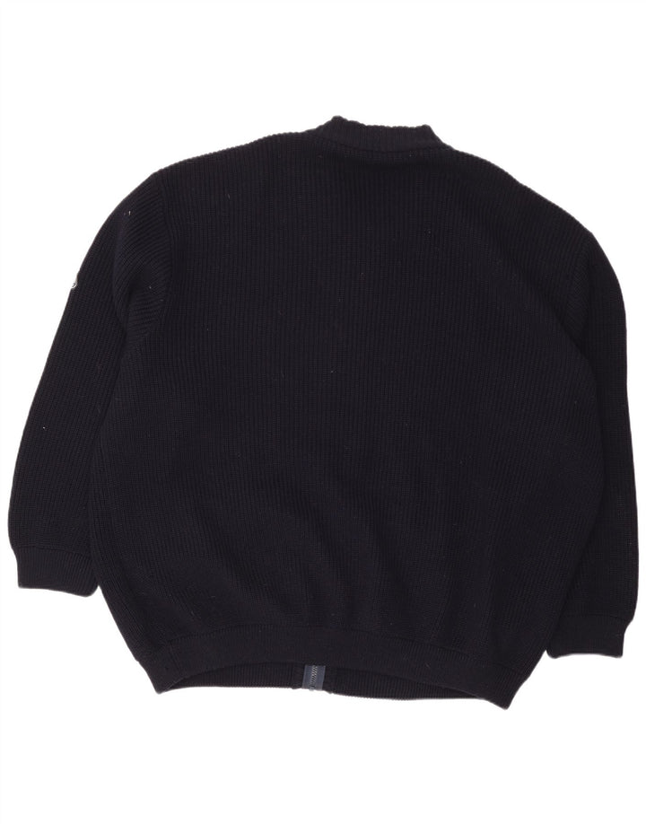 Maglione cardigan oversize da uomo vintage XL in lana blu navy