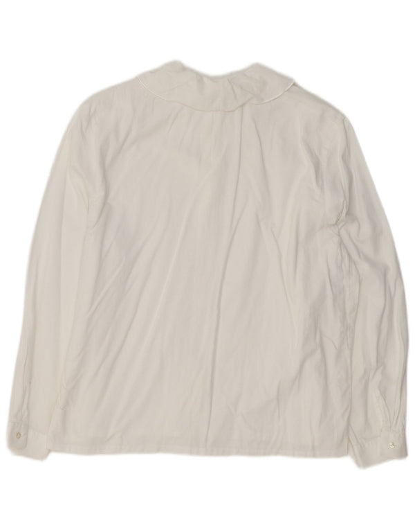 Camicetta camicia vintage da donna UK 18 XL bianca floreale