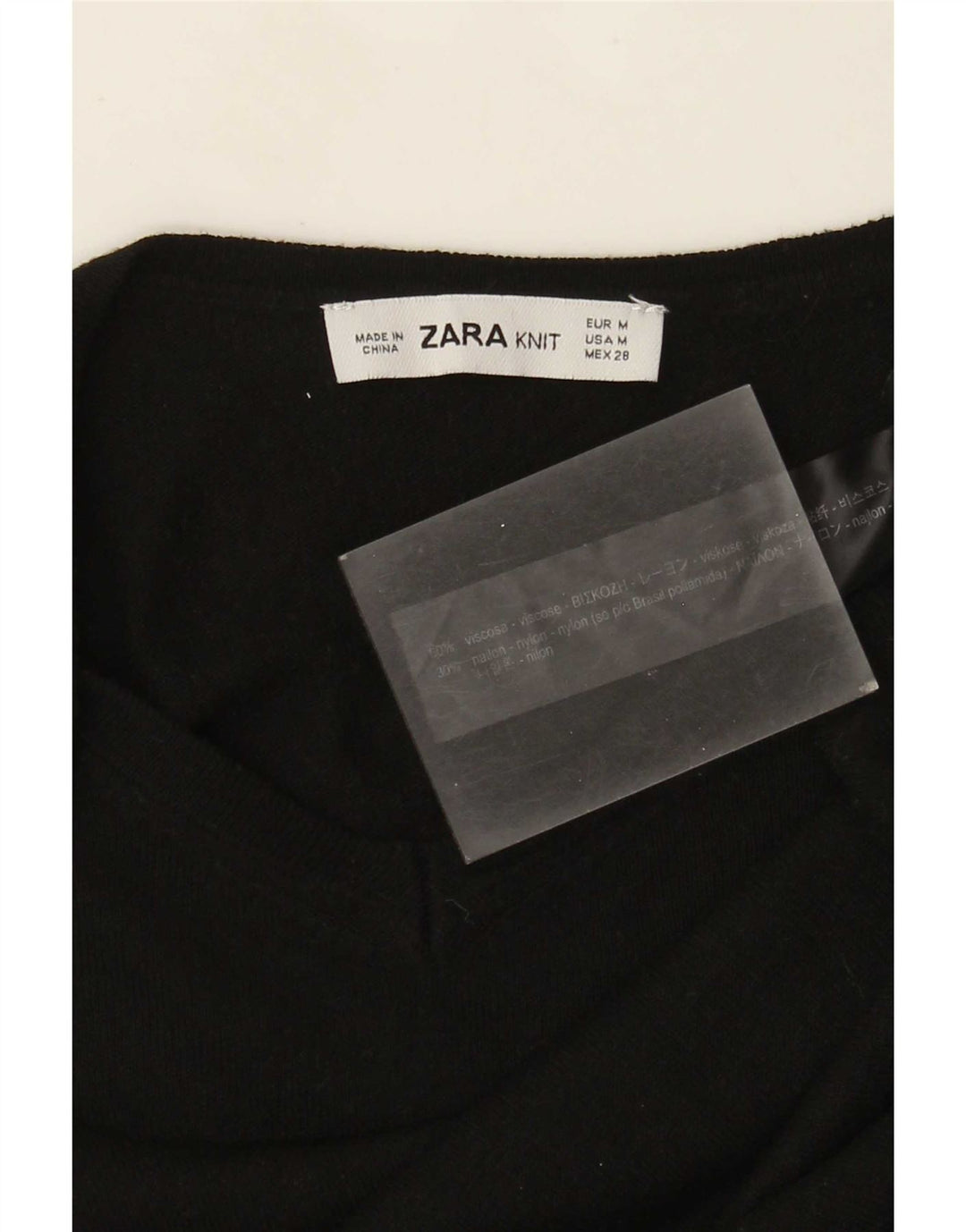 Maglione Zara da donna con scollo a V UK 12 viscosa nera media