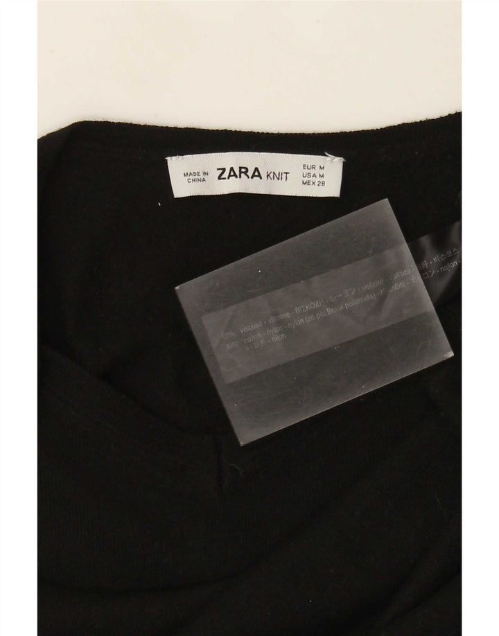 Maglione Zara da donna con scollo a V UK 12 viscosa nera media
