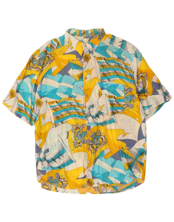 Massaro Camicia da uomo a maniche corte con motivo astratto XL multicolore