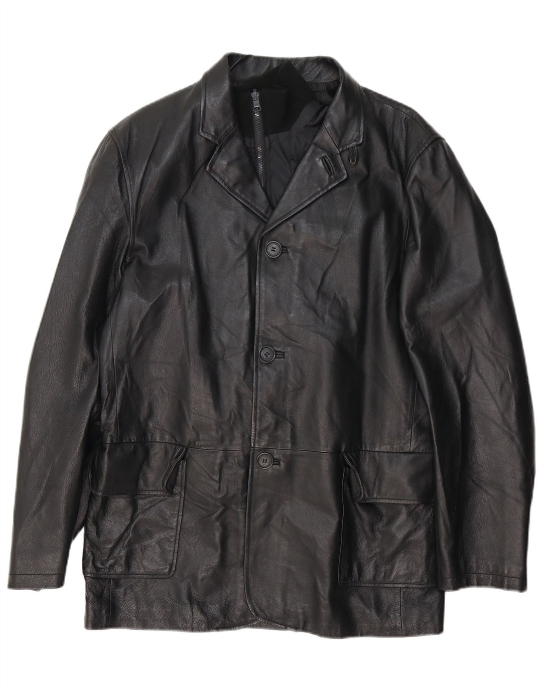 Giacca Blazer in Pelle da Uomo a 3 Bottoni Conbipel IT 50 Large in Pelle Nera
