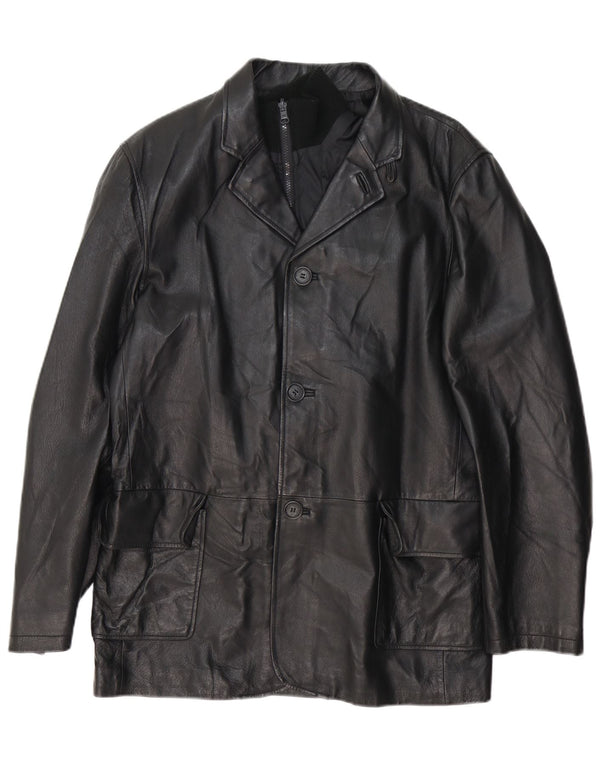 Giacca Blazer in Pelle da Uomo a 3 Bottoni Conbipel IT 50 Large in Pelle Nera