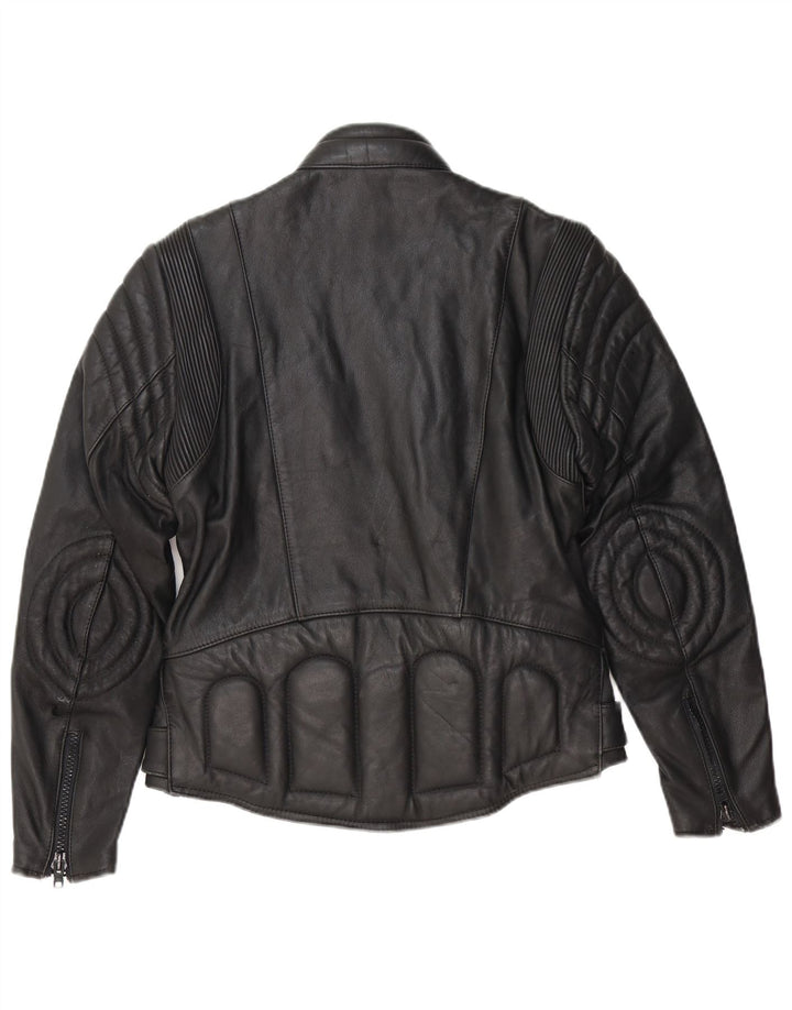 Giacca da motociclista in pelle da uomo vintage EU 48 in pelle nera media