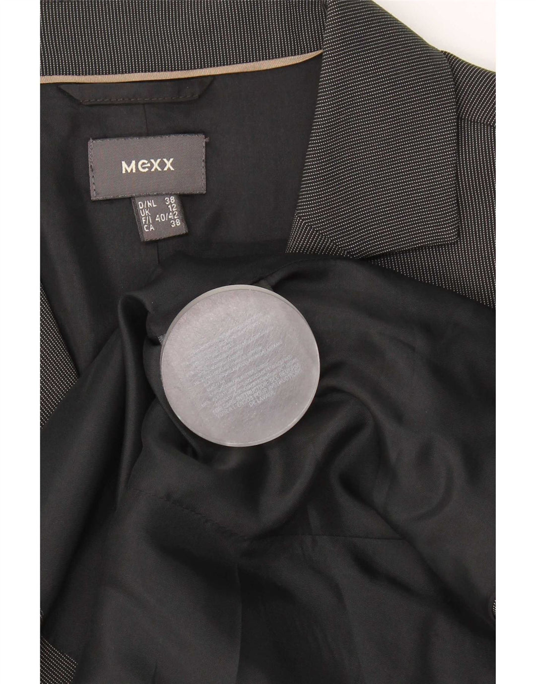 Abito da donna Mexx a 2 bottoni in 2 pezzi UK 12 Medium W30 L33 Gessato grigio